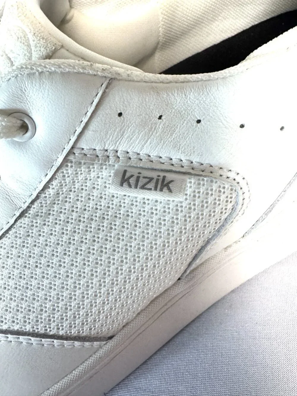 Men's 12 Kizik Oslo Hands-Free Sneakers White Leather Mesh Athletic Shoes